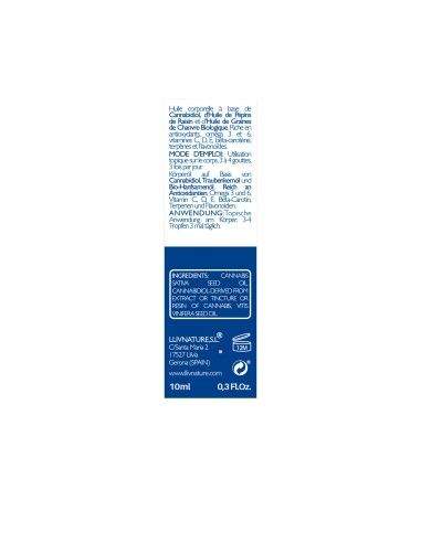 Aceite 20% CBD con Aceite Semilla Cáñamo Orgánico y 1% Pepita Uva BIO 10ml