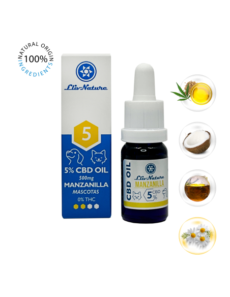 Aceite 5% CBD con MCT y 1% Manzanilla 10ml Aceite 5% CBD con MCT y 1% Manzanilla 10ml