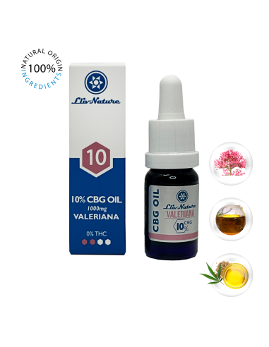 Aceite  10% CBG con Aceite Semilla Cáñamo Orgánico y 1% Valeriana 10ml