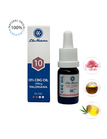 Aceite  10% CBG con Aceite Semilla Cáñamo Orgánico y 1% Valeriana 10ml Aceite  10% CBG con Aceite Semilla Cáñamo Orgánico y 1% Valeriana 10ml