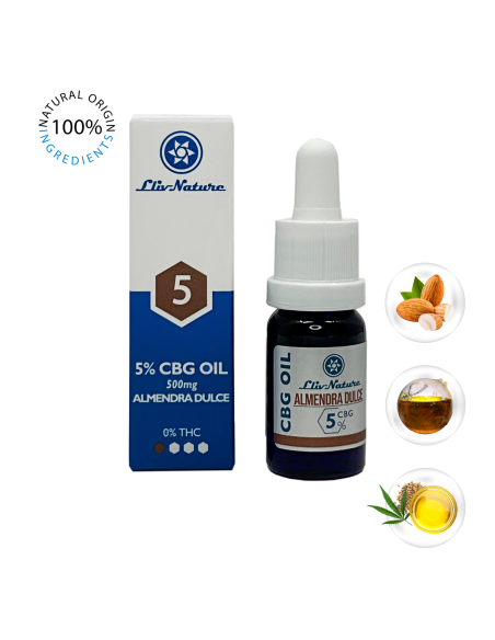 Aceite 5% CBG con Aceite Semilla Cáñamo y 1% Almendra Dulce BIO 10ml Aceite 5% CBG con Aceite Semilla Cáñamo y 1% Almendra Dulce BIO 10ml