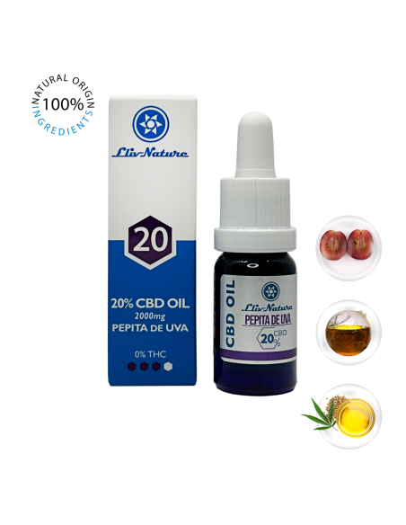 Aceite 20% CBD con Aceite Semilla Cáñamo Orgánico y 1% Pepita Uva BIO 10ml Aceite 20% CBD con Aceite Semilla Cáñamo Orgánico y 1% Pepita Uva BIO 10ml