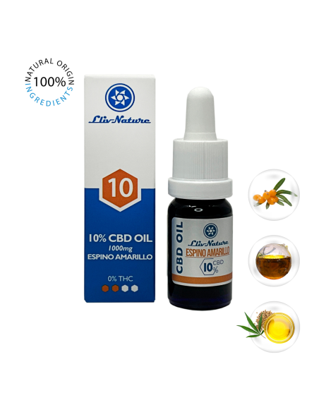 Aceite 10% CBD con Aceite Semilla Cáñamo Orgánico y 2% Espino Amarillo 10ml